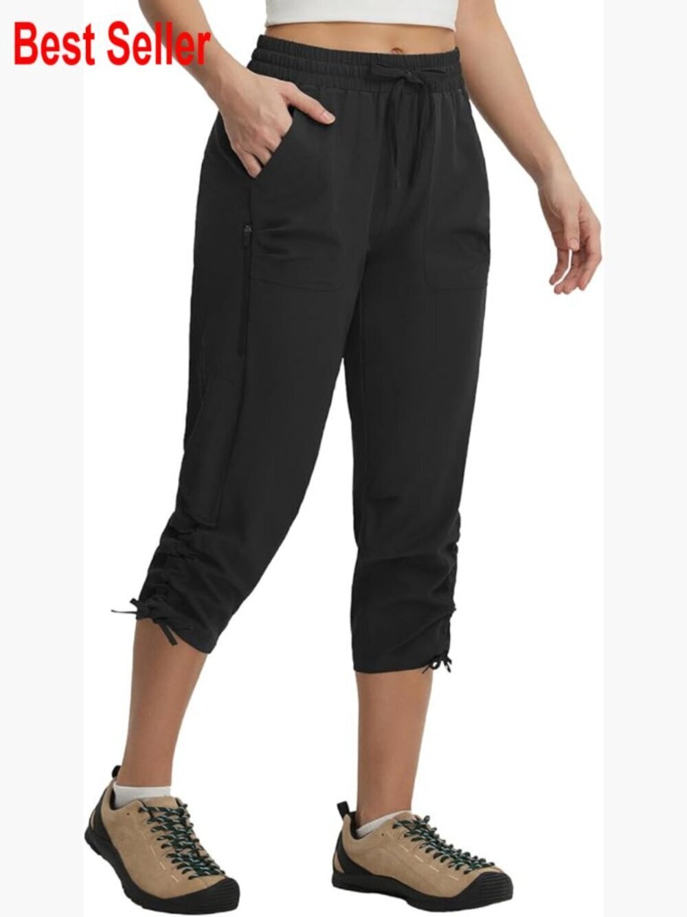 Lightweight Quick Dry Capri Pants with Zipper Pockets for Hiking